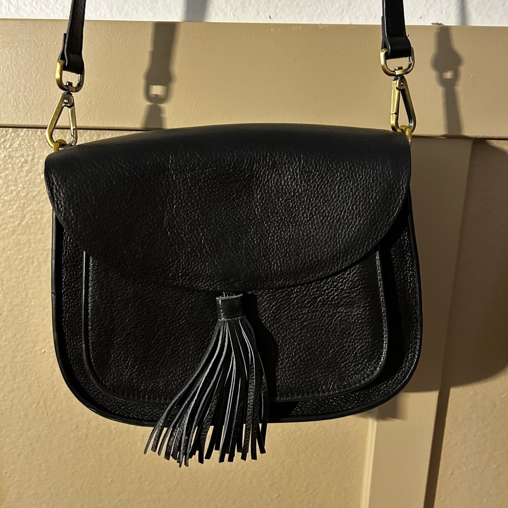 GATTA Lola Noir Black Crossbody Messenger Camera Bag Tassel - Picture 6 of 8